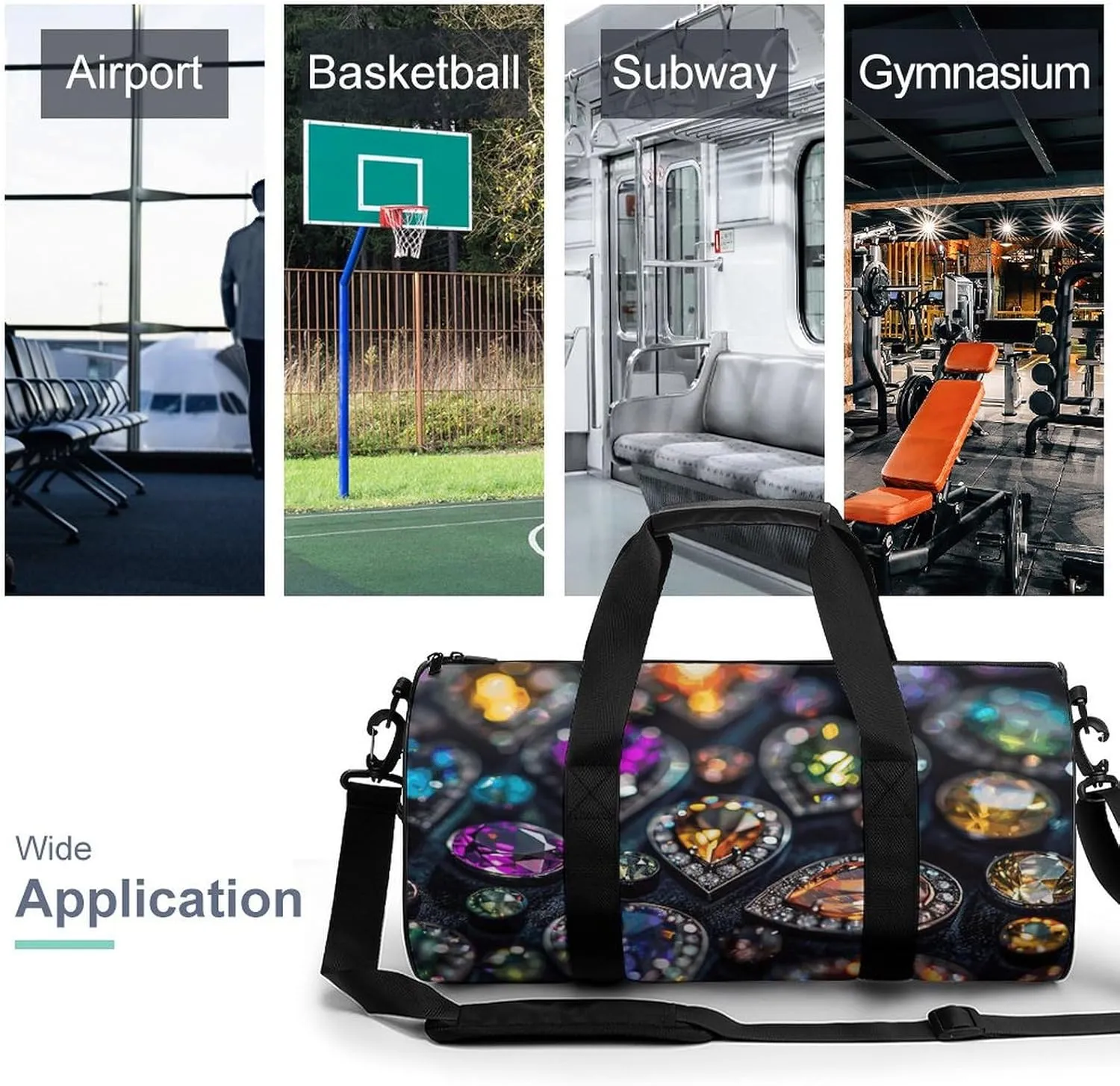 Intricate Jewelry Patterns Gym Bag Small Travel Duffle Bag with Compartment Carry On Weekender Bag for Women Men