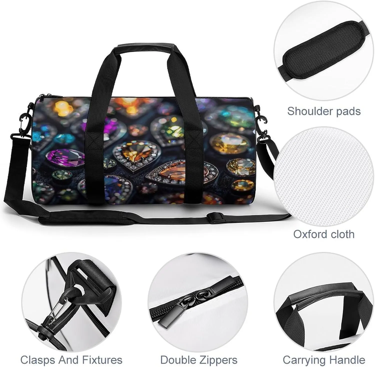 Intricate Jewelry Patterns Gym Bag Small Travel Duffle Bag with Compartment Carry On Weekender Bag for Women Men