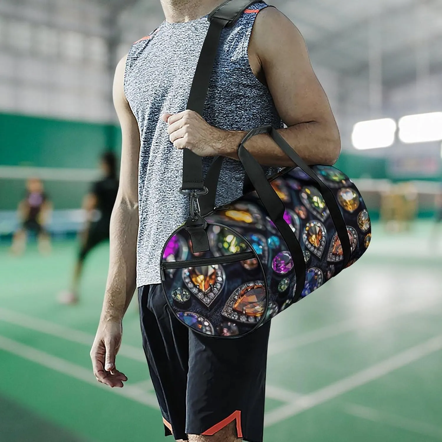 Intricate Jewelry Patterns Gym Bag Small Travel Duffle Bag with Compartment Carry On Weekender Bag for Women Men