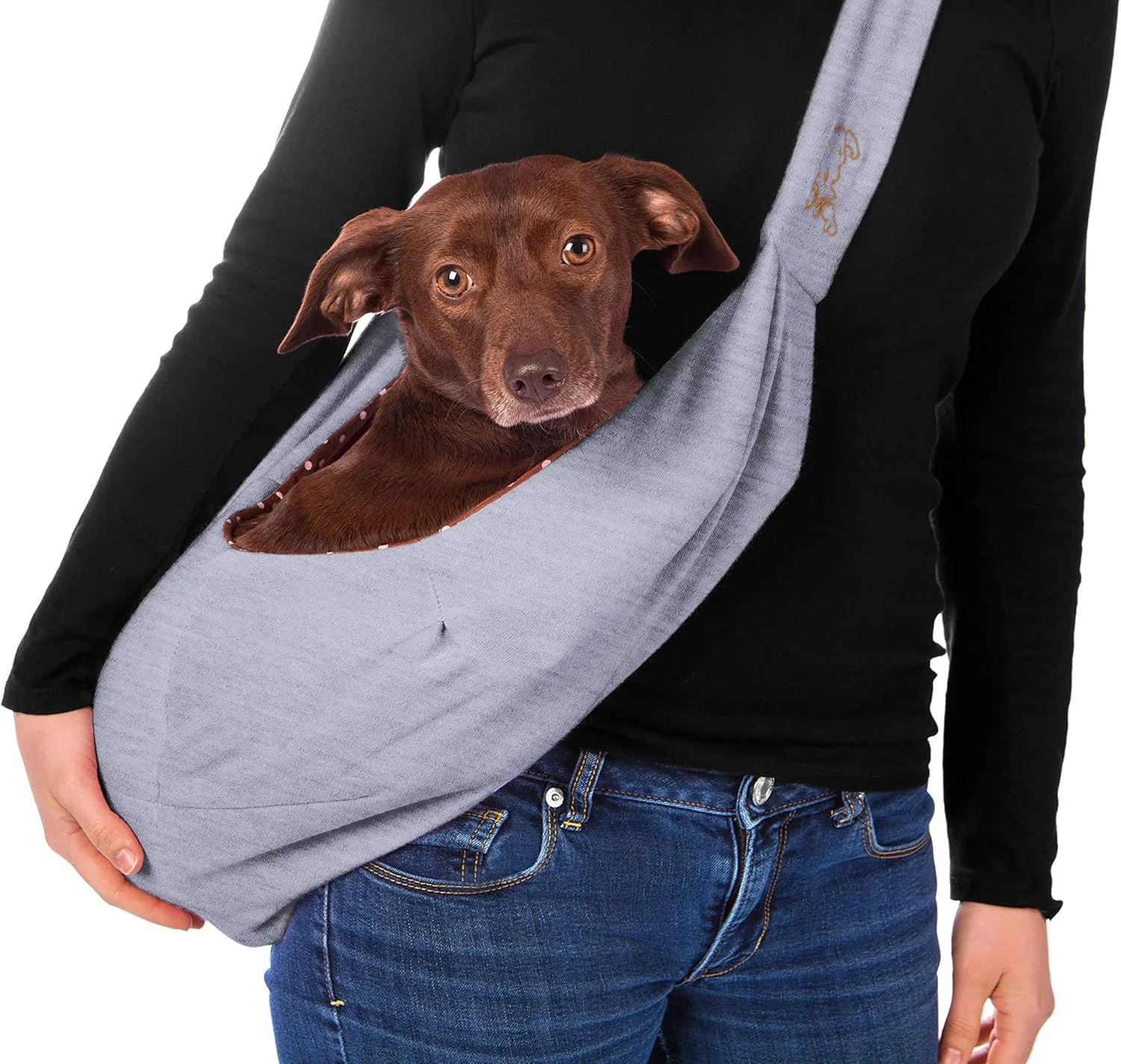 iPrimio Dog Sling / Cat Sling - Reversible Carrier Bag / Papoose. Pet Carrier, Dog Carrier. Dog Purse. Dog Travel Bag - Small Dog Carrier. Soft Pouch and Tote - Grey