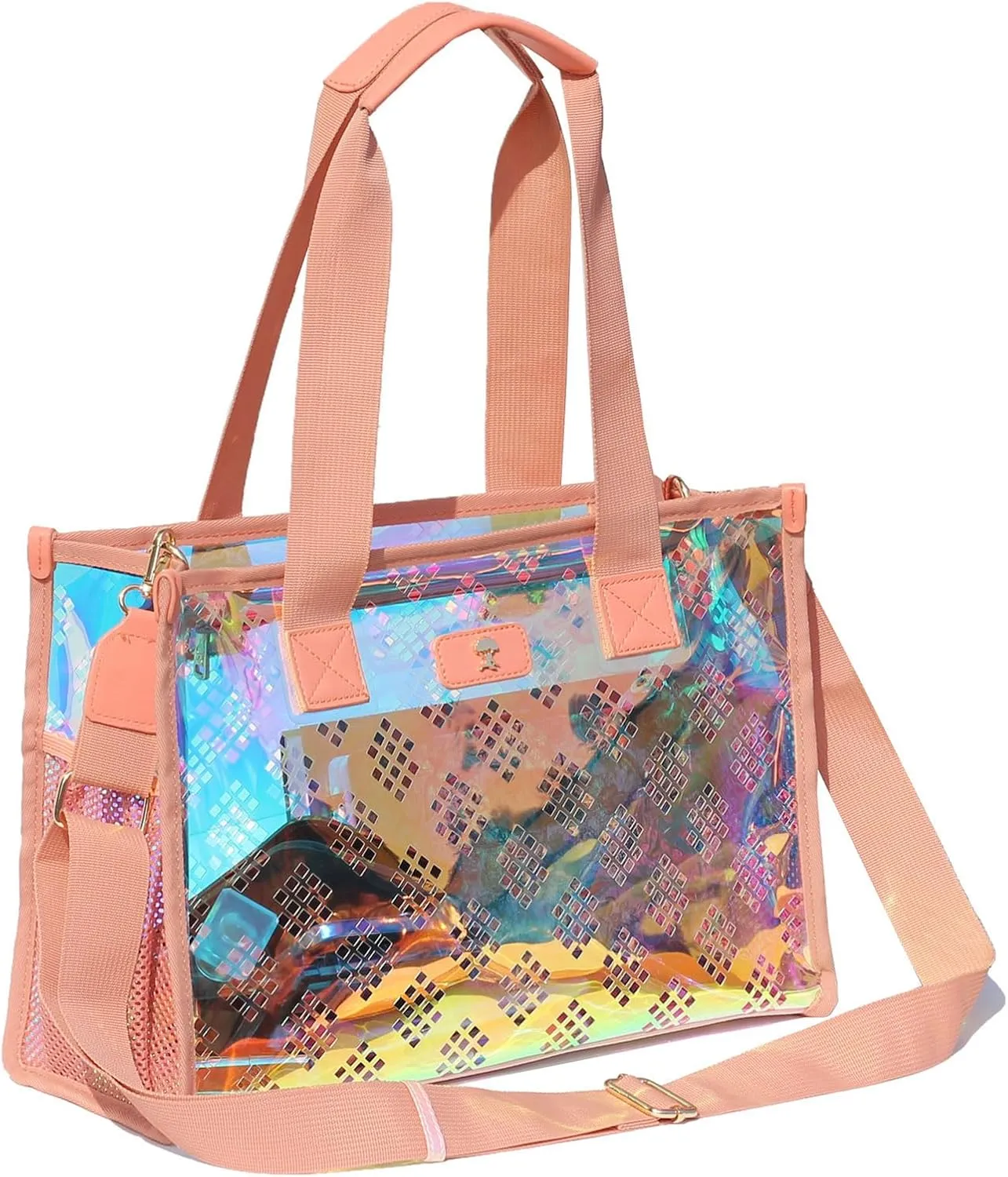 Iridescent Soap Bubble Tote Clear Bag for Stadium Events with Bag-in-Bag Shoulder Bag for Concert Beach