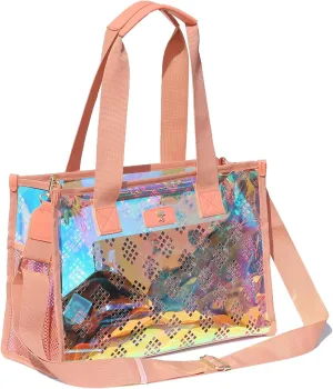 Iridescent Soap Bubble Tote Clear Bag for Stadium Events with Bag-in-Bag Shoulder Bag for Concert Beach