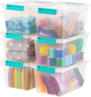 IRIS USA 4 Qt. Plastic Storage Bins Containers with Lids, 6 Pack, Sensory Bin, Craft Storage, Craft Organizers and Storage, Organizing Container for Home, Office and Art Supplies, Stackable, Clear