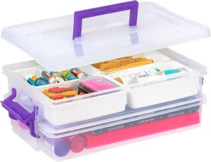 IRIS USA 9 Qt. Plastic Storage Bins with Lids, 1 Pack, Craft Storage Container, Sensory Bin, Organizing Containers for Home, Office & Art Supplies, Stackable, Clear
