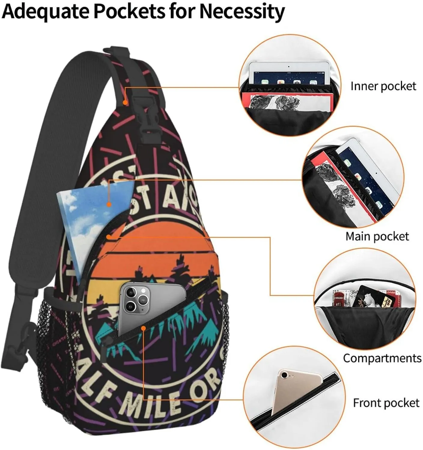 It'S Just Another Half Mile Or So Small Crossbody Backpack Sling Bag For Men Women Mini One Shoulder Chest Bags Gym Sport Travel Hiking Daypack