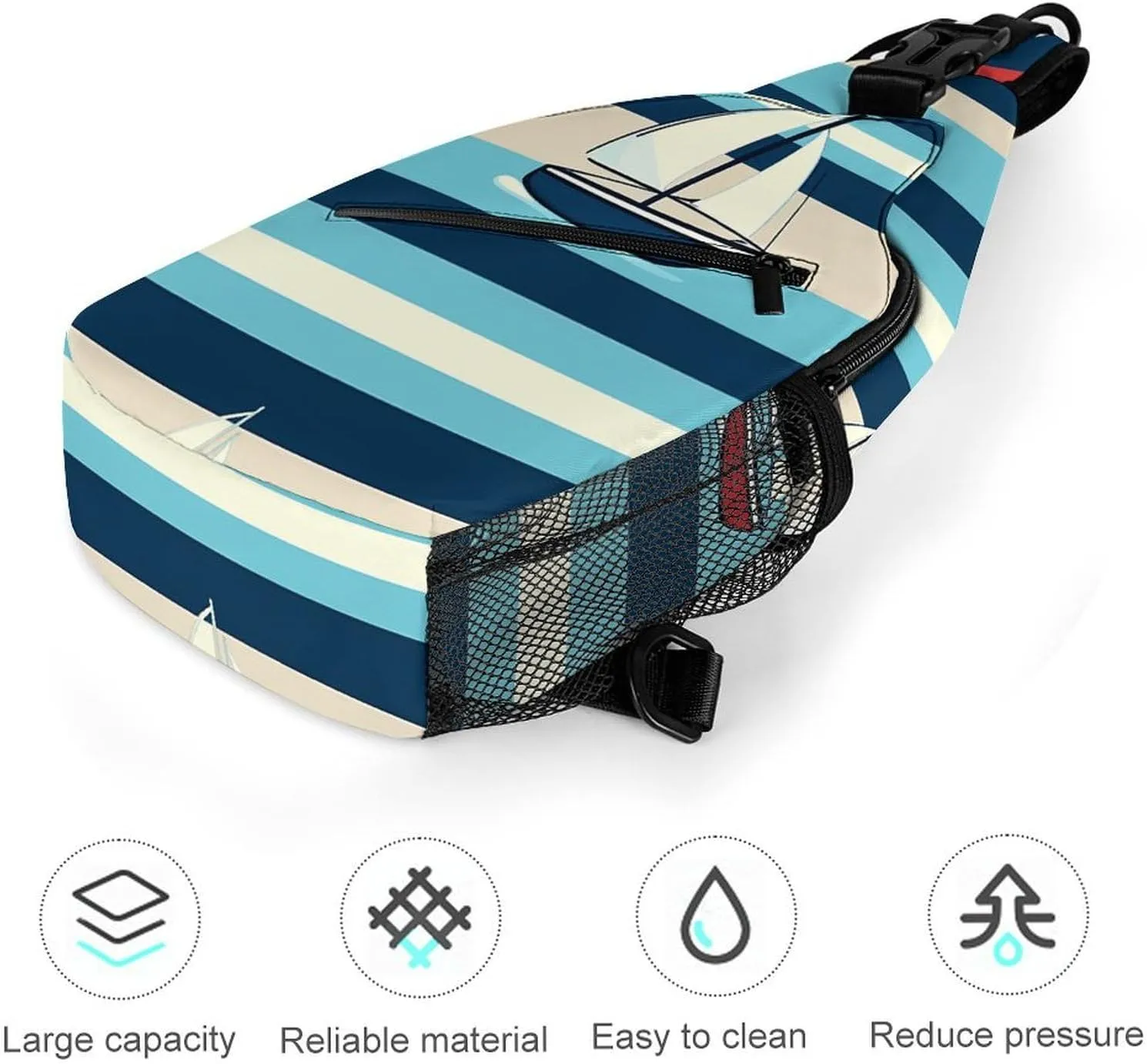 Japanese Sushi Shrimp Sling Bag Lightweight Crossbody Chest Pack Travel Shoulder Bag with Adjustable Strap