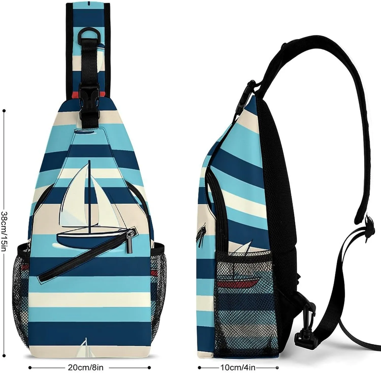 Japanese Sushi Shrimp Sling Bag Lightweight Crossbody Chest Pack Travel Shoulder Bag with Adjustable Strap