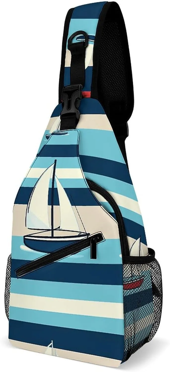 Japanese Sushi Shrimp Sling Bag Lightweight Crossbody Chest Pack Travel Shoulder Bag with Adjustable Strap