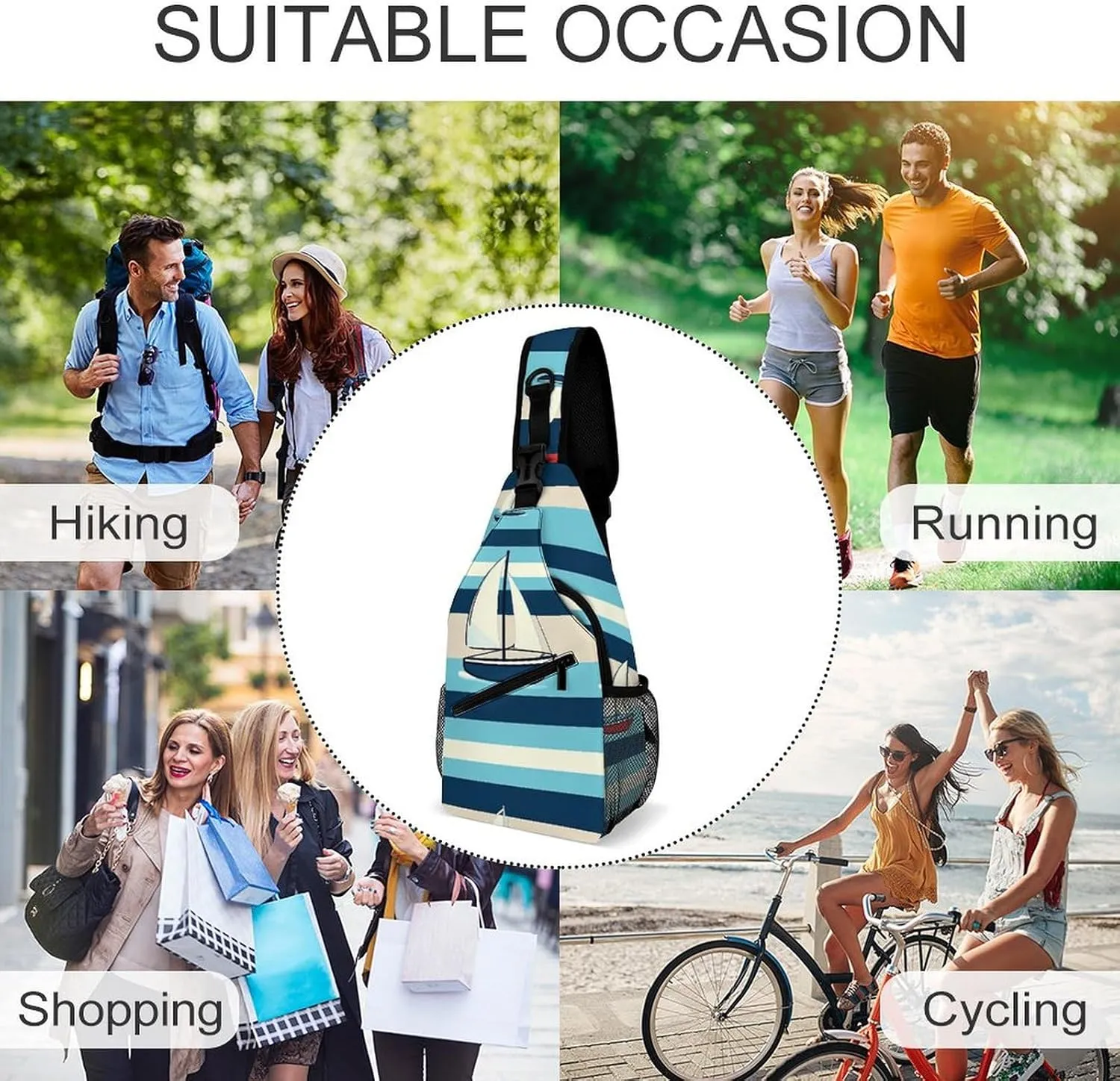 Japanese Sushi Shrimp Sling Bag Lightweight Crossbody Chest Pack Travel Shoulder Bag with Adjustable Strap