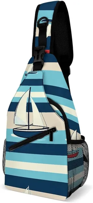 Japanese Sushi Shrimp Sling Bag Lightweight Crossbody Chest Pack Travel Shoulder Bag with Adjustable Strap