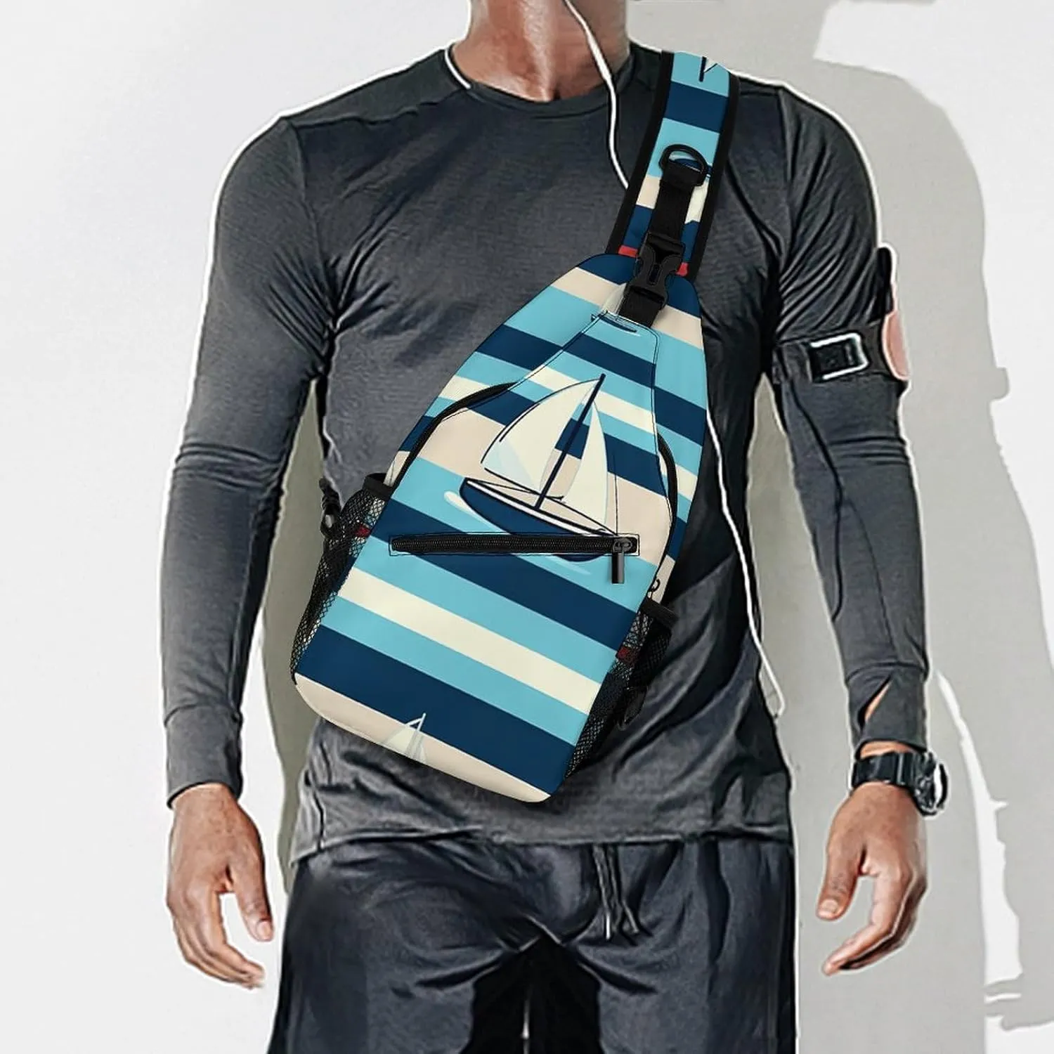 Japanese Sushi Shrimp Sling Bag Lightweight Crossbody Chest Pack Travel Shoulder Bag with Adjustable Strap