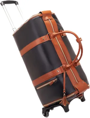 Jenni Travel Bag with Wheels and Shoe Compartment, Convertible Travel Bag with Removable Wheels (Black with wheels)