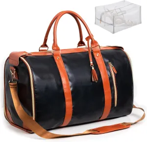 Jenni Travel Bag with Wheels and Shoe Compartment, Convertible Travel Bag with Removable Wheels (Black)