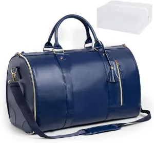 Jenni Travel Bag with Wheels and Shoe Compartment, Convertible Travel Bag with Removable Wheels (Blue)