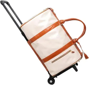 Jenni Travel Bag with Wheels - Convertible Duffel, Removable Wheels (Beige-B)