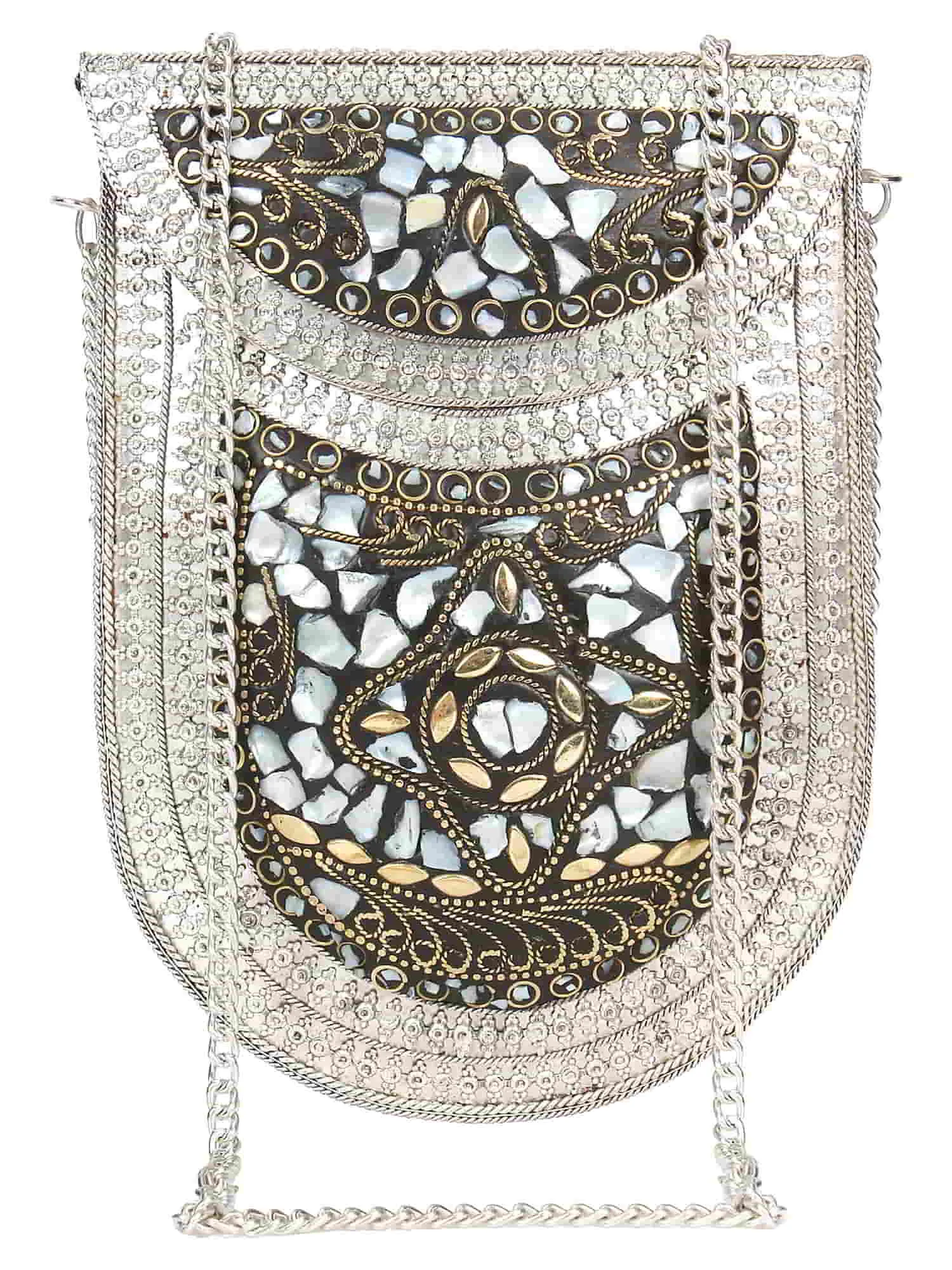 Jewel Mosaic Metal Clutch