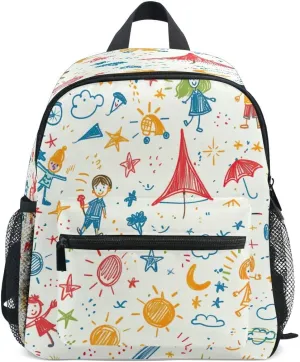 Joisal Cute Doodle Personalized Toddler Backpack with Chest Strap Girls Preschool Backpack, Kids Travel Backpack Ages 3-8