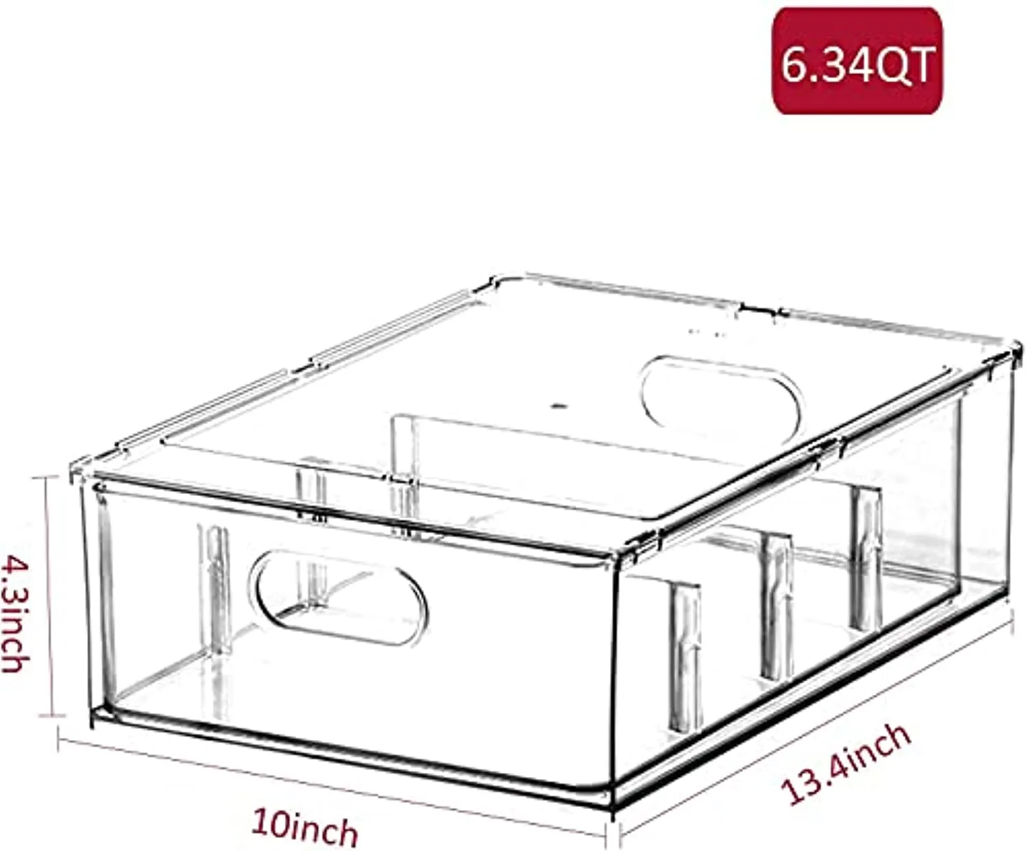 JOOFLI Refrigerator Organizer Bins with Pull-out Drawer, Large Stackable Fridge Drawer Organizer Set with Handle, BPA-free Drawable Clear Storage Cases for Freezer, Cabinet, Kitchen, Pantry Organization