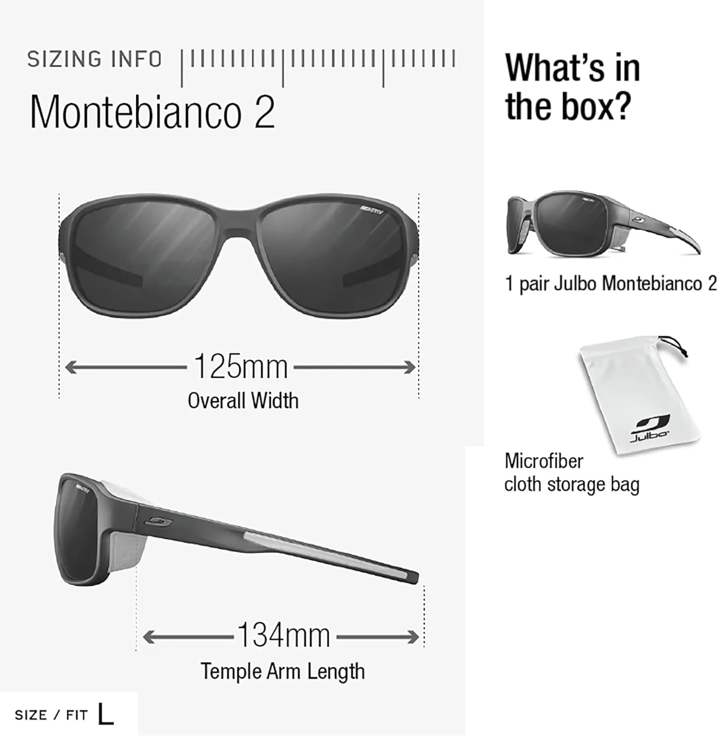 Julbo Montebianco 2 Glacier Sunglasses Men & Women/Photochromic lenses for Mountaineers, Hiking, Skiing & Snow travel 100% UV
