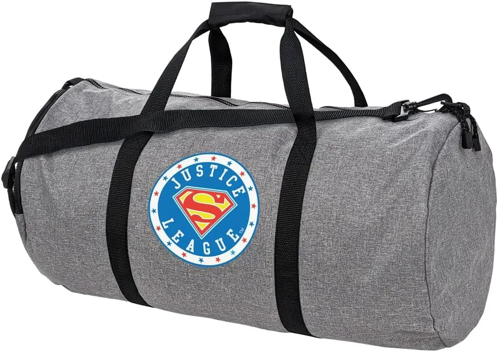 Justice League Superman Athletic Logo Lightweight Duffel Bag for Sports and Gym Packable for Travel