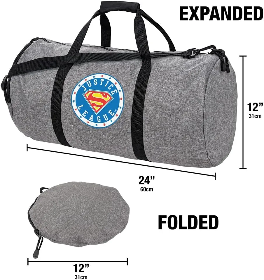Justice League Superman Athletic Logo Lightweight Duffel Bag for Sports and Gym Packable for Travel