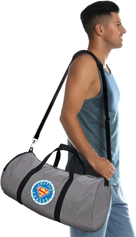 Justice League Superman Athletic Logo Lightweight Duffel Bag for Sports and Gym Packable for Travel