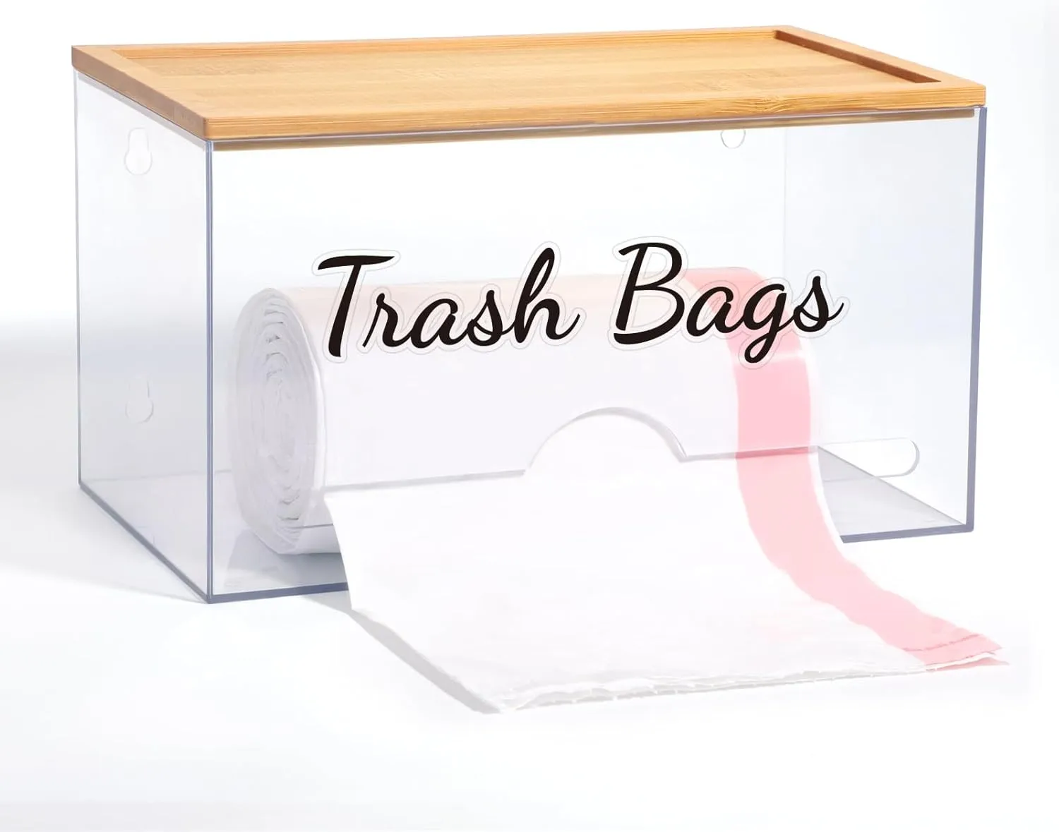 JYPS Stackable Storage Trash Bag Holder With Bamboo Lid, Wall Mounted Garbage Bag Dispenser Holder, Trash Bag Dispenser Holder/Extra Large Trash Bag,Pantry Organizers and Storage Under Sink Organizer