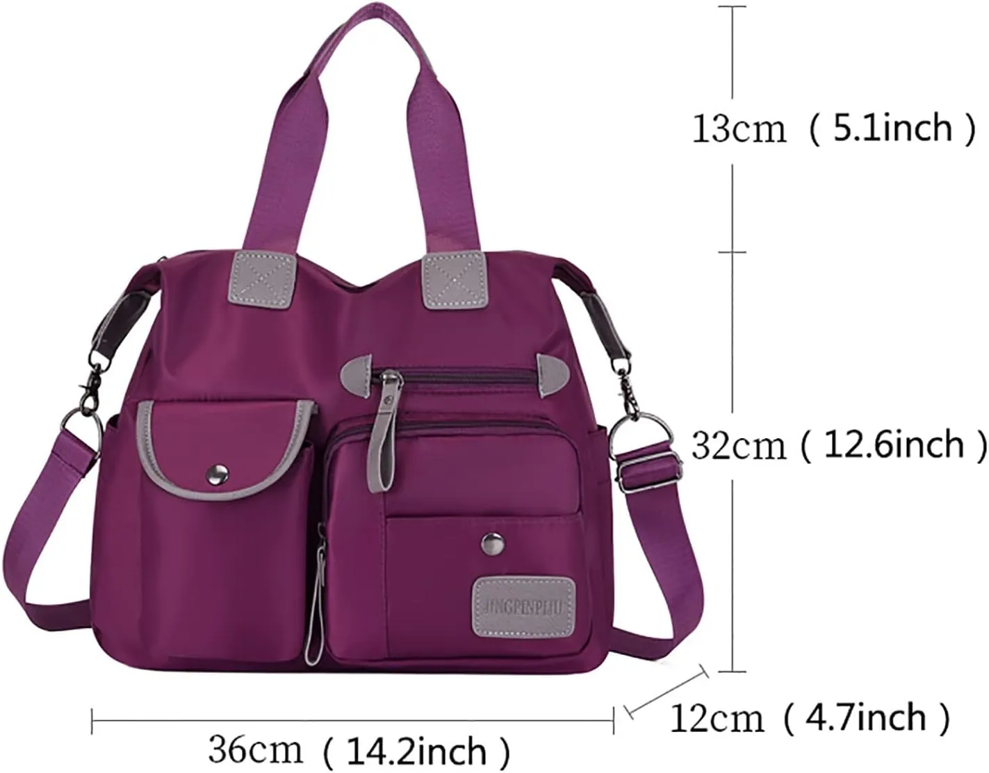 KANC Handbag for Women Waterproof Nylon Crossbody Bag Shoulder Handbag Lunch Tote for Men (Black, One Size)