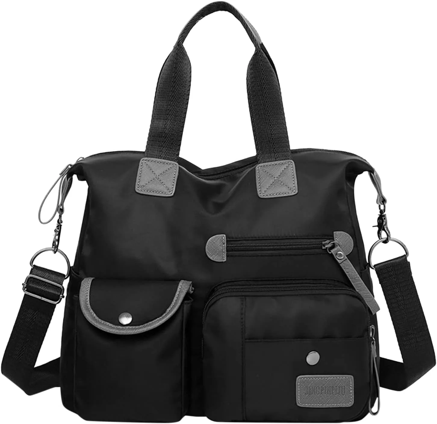KANC Handbag for Women Waterproof Nylon Crossbody Bag Shoulder Handbag Lunch Tote for Men (Black, One Size)