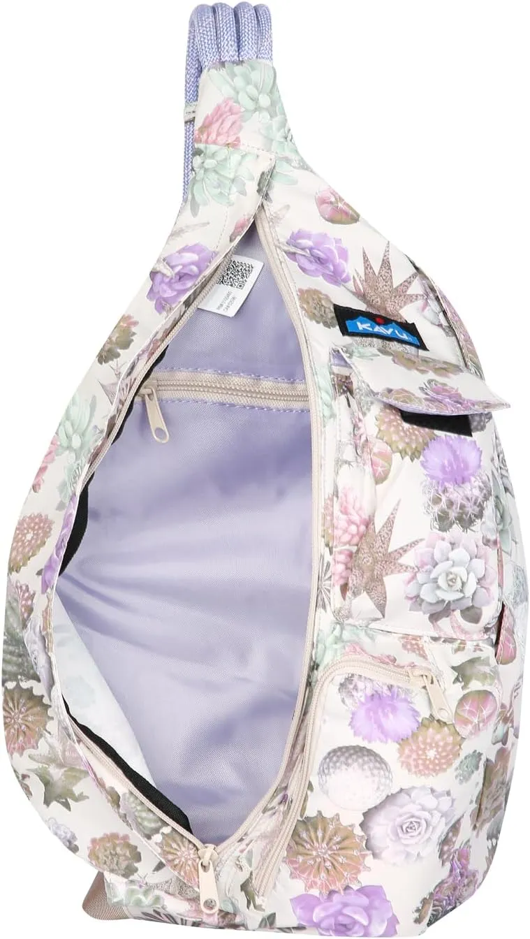KAVU Original Rope Sack Sling Crossbody Backpack - Succulents