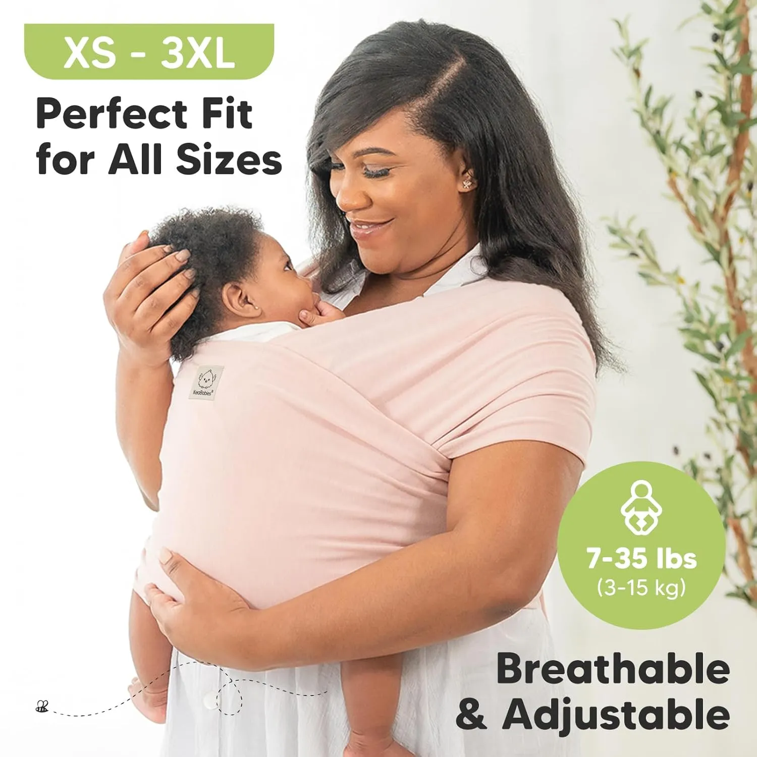 KeaBabies Baby Wrap Carrier - All in 1 Original Baby Carrier Newborn to Toddler Sling, Easy to Wear, Hands Free Bonding, Lightweight, Breathable Infant Wraps (Copper Gray)