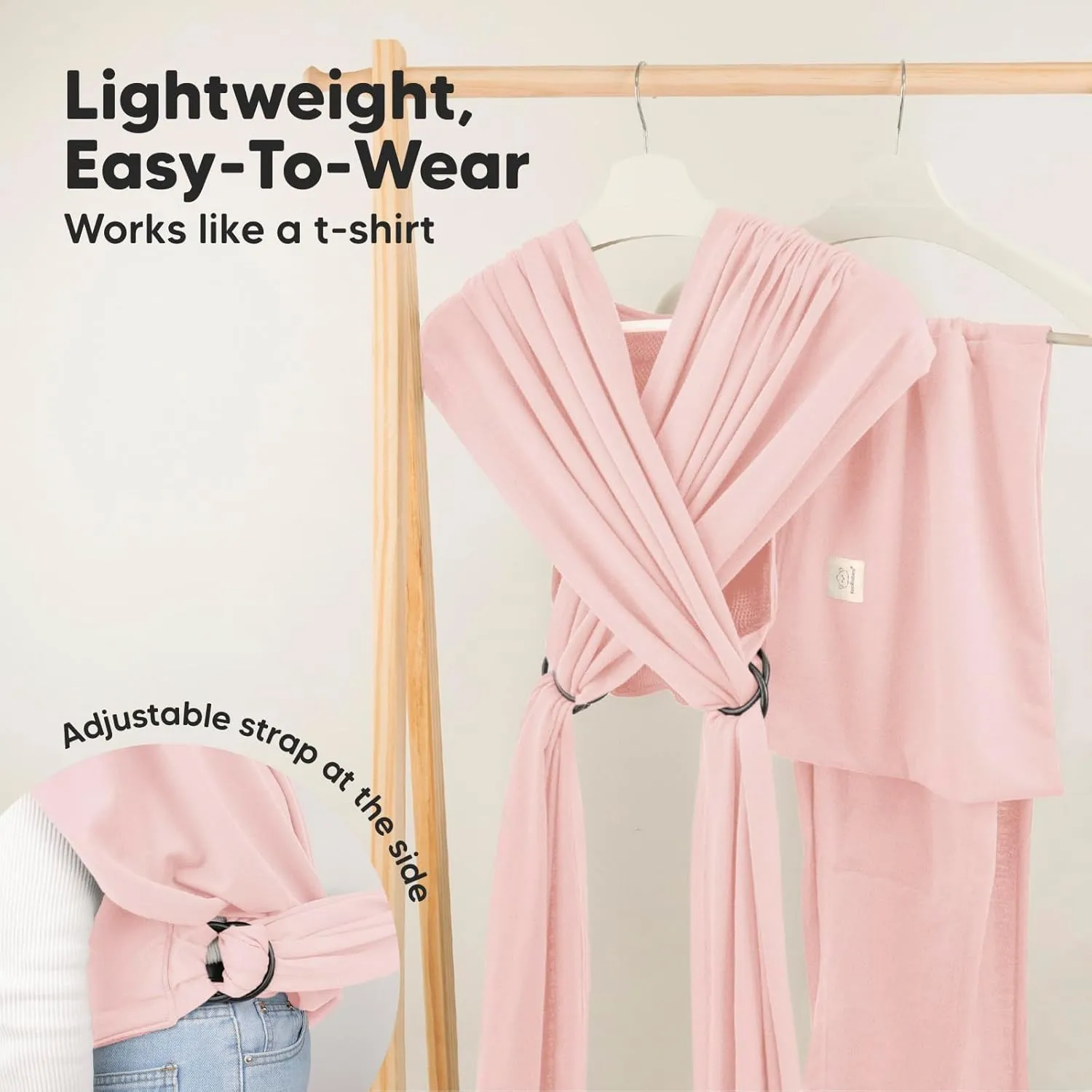 KeaBabies Baby Wrap Carrier Ring Sling - Easy to Wear, Adjustable D-Lite Baby Carrier Newborn to Toddler, Infant Carrying Shirt, Hands Free Bonding, Breathable Fabric Wearing Wrap (Dusty Pink)