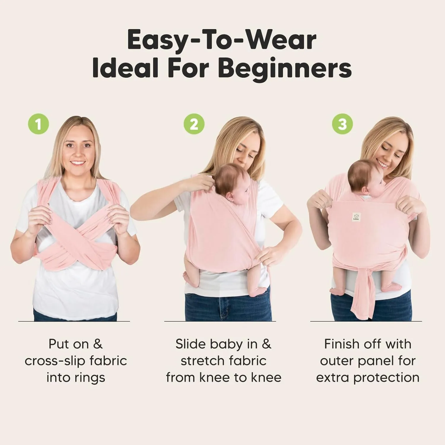 KeaBabies Baby Wrap Carrier Ring Sling - Easy to Wear, Adjustable D-Lite Baby Carrier Newborn to Toddler, Infant Carrying Shirt, Hands Free Bonding, Breathable Fabric Wearing Wrap (Dusty Pink)