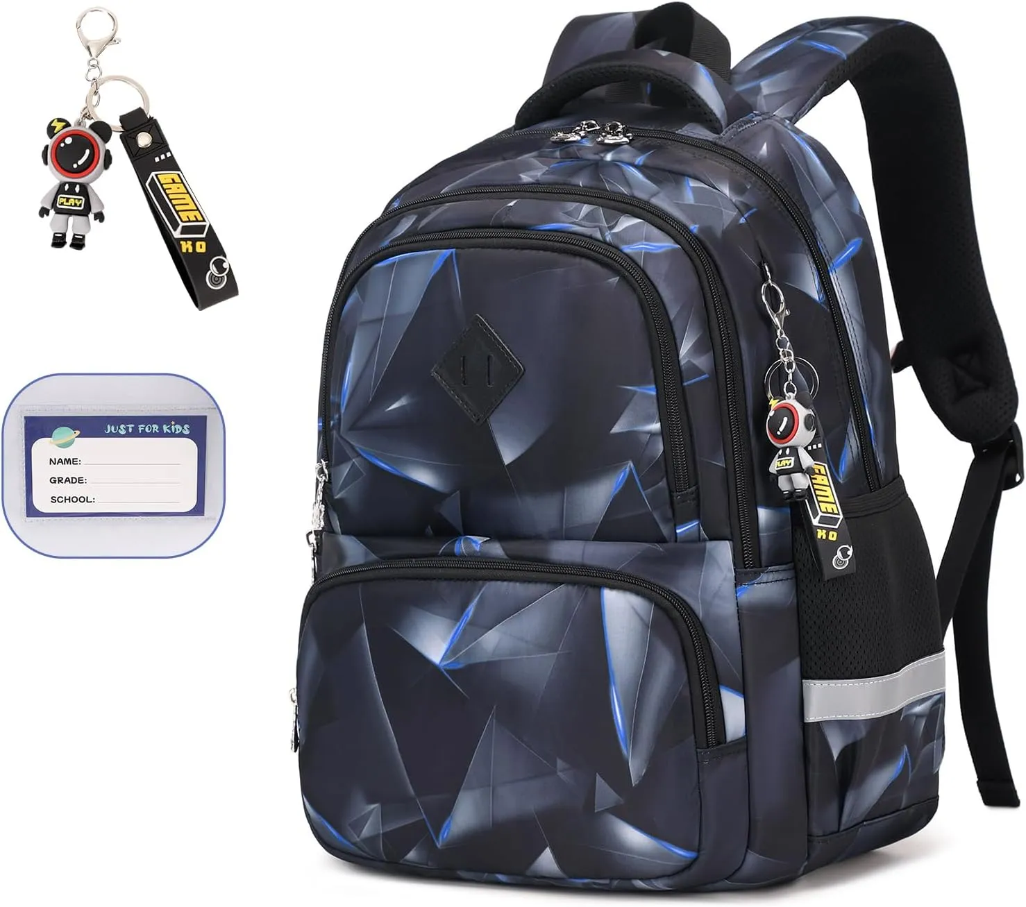 Kids Backpack, Kawaii Printed Boys Girls Bookbags for Preschool, Lightweight School Backpack for Primary and Elementary and Kindergarten, Waterproof Teen Backpacks, Black/Geometry