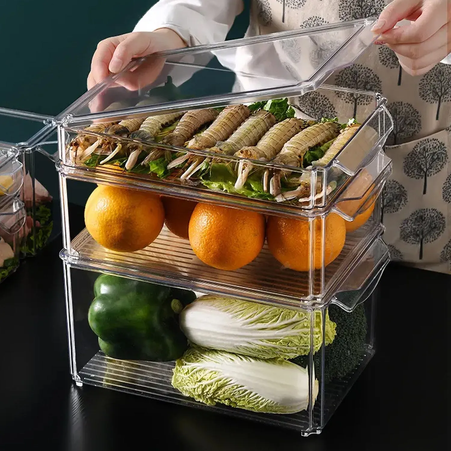 Kitchen, Organizer Exclusive event Stackable Impressive variety Refrigerator for Organizers Bins Box Fridge Cabinets Freezer,