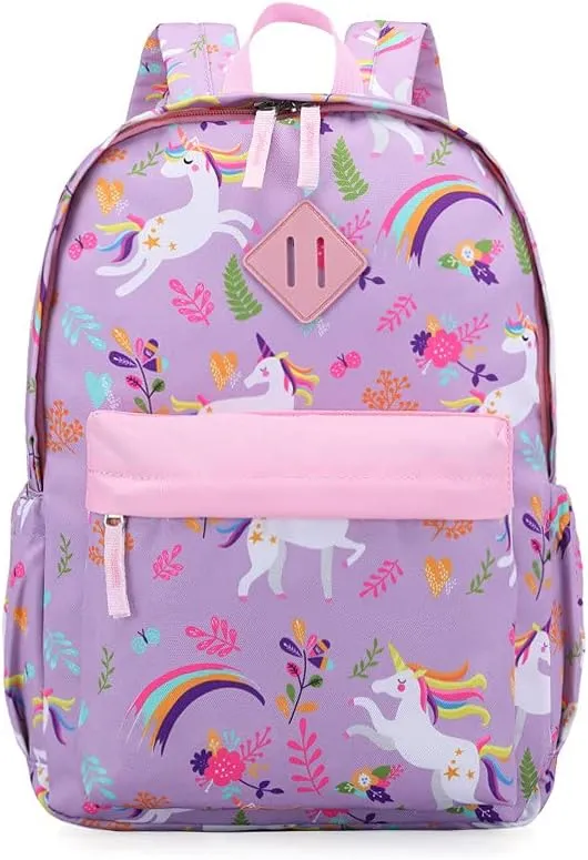 KK CRAFTS Preschool Backpack Kindergarten Little Kids Toddler Elementary School Backpacks for Boys and Girls with Chest Strap(Purple Unicorn)