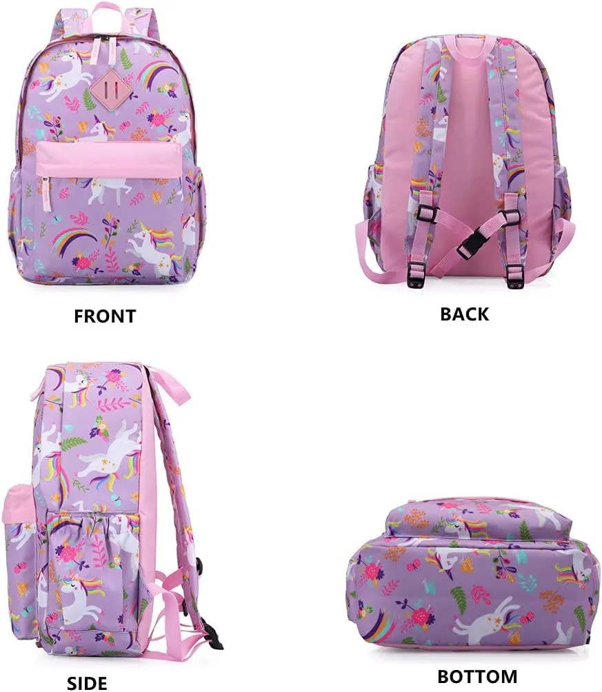 KK CRAFTS Preschool Backpack Kindergarten Little Kids Toddler Elementary School Backpacks for Boys and Girls with Chest Strap(Purple Unicorn)