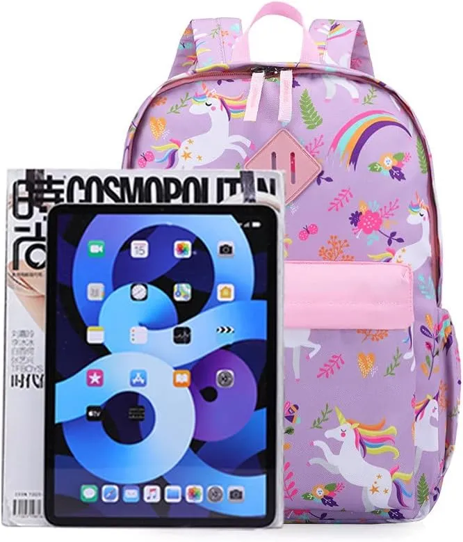 KK CRAFTS Preschool Backpack Kindergarten Little Kids Toddler Elementary School Backpacks for Boys and Girls with Chest Strap(Purple Unicorn)
