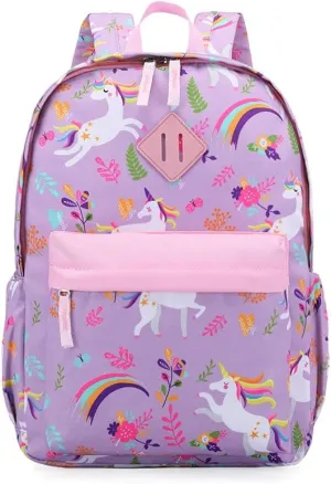 KK CRAFTS Preschool Backpack Kindergarten Little Kids Toddler Elementary School Backpacks for Boys and Girls with Chest Strap(Purple Unicorn)