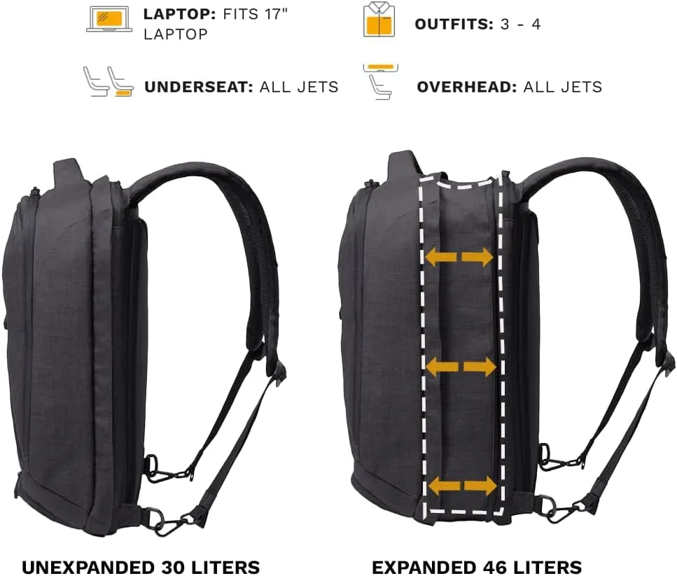 Knack Series 1 Laptop Backpack Fits up to 17 Inch - Knack Bags Carry-On Backpack, TSA Approved, Expandable Travel Backpacks With 4 Day Outfit Capacity (Stealth Black, Large)