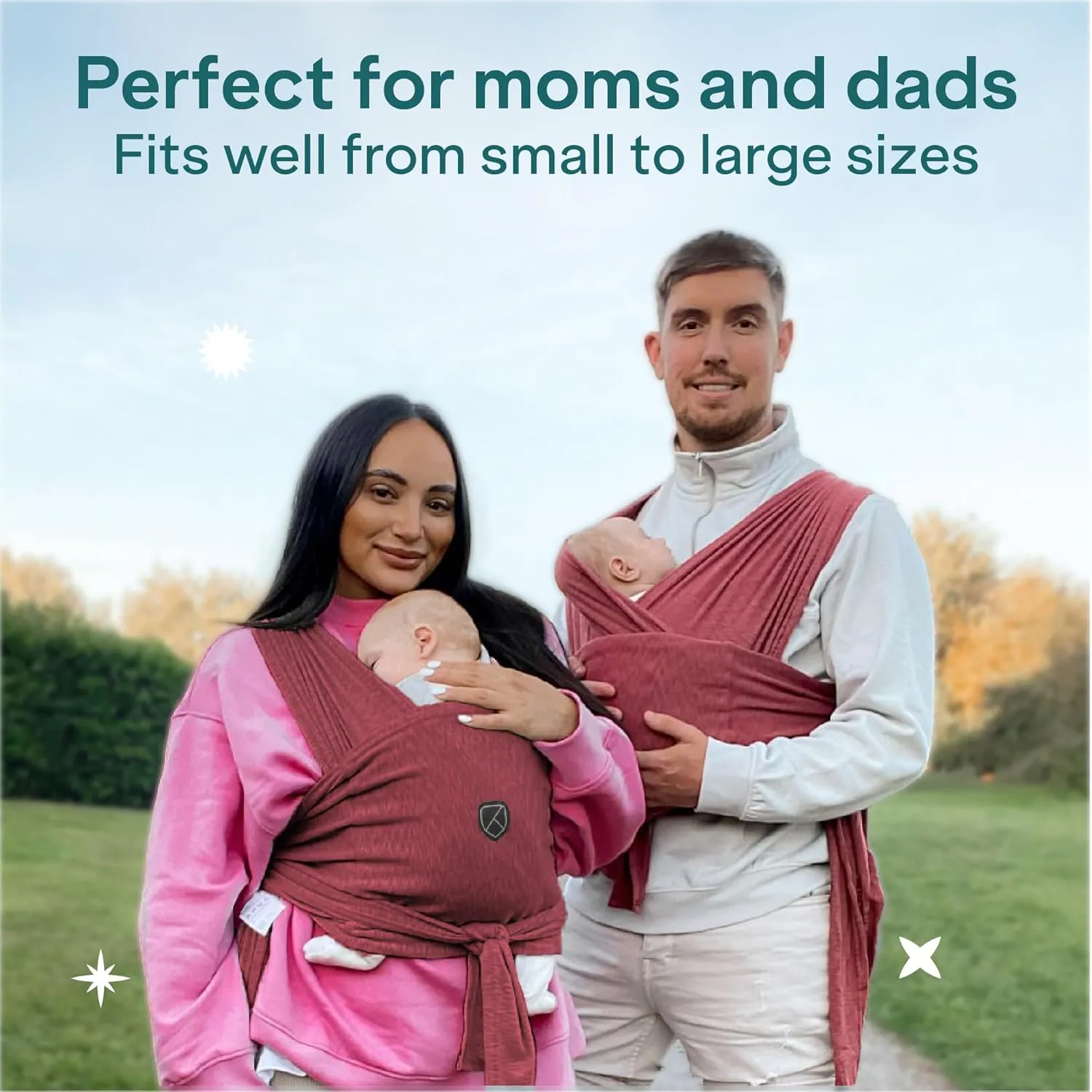 Koala Babycare Baby Carrier Wrap, Adjustable and Easyt-to-Wear As a T-Shirt - Baby Wearing Wrap One Size Fits All - Unisex Infant Wrap Carrier Up to 22lbs