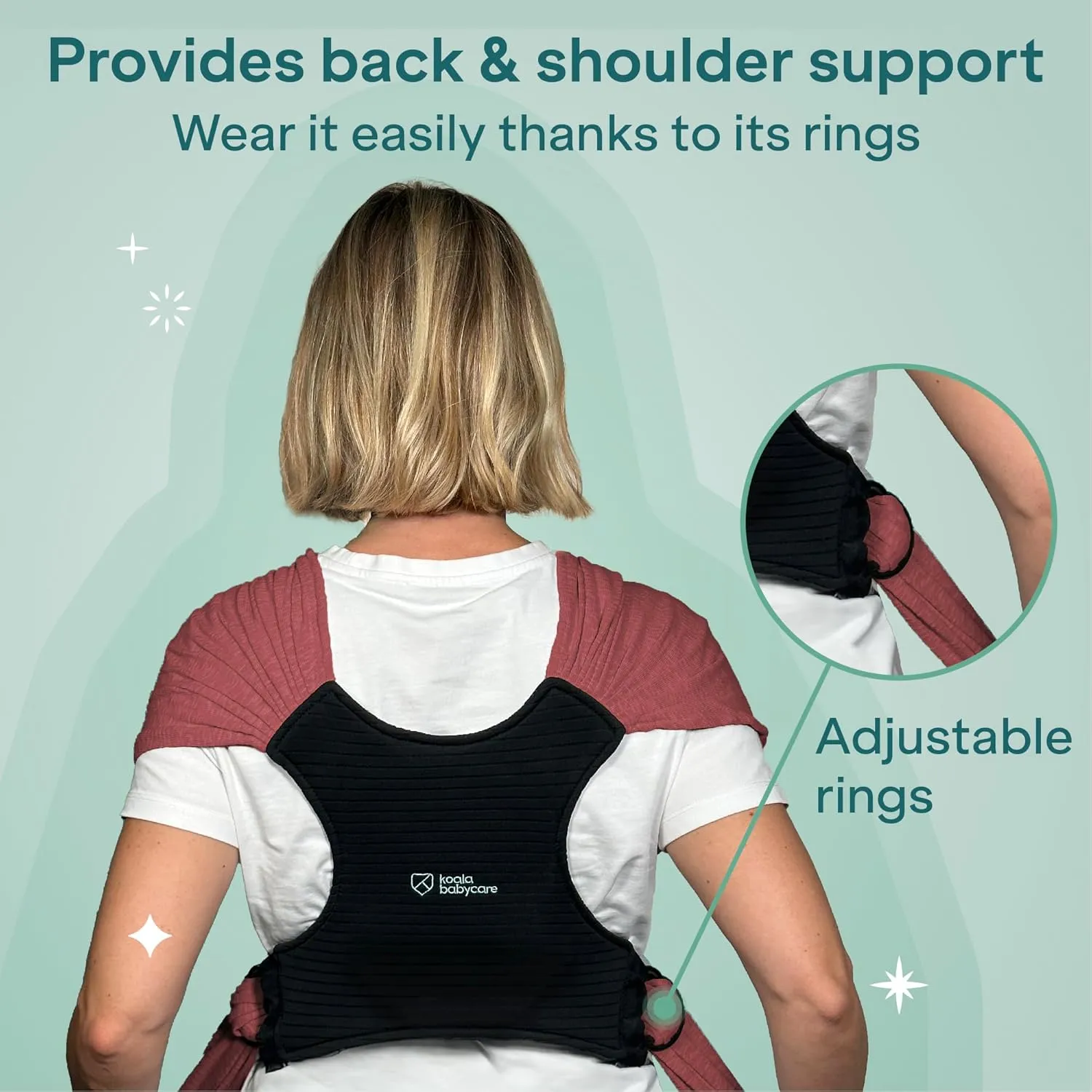 Koala Babycare Baby Carrier Wrap, Adjustable and Easyt-to-Wear As a T-Shirt - Baby Wearing Wrap One Size Fits All - Unisex Infant Wrap Carrier Up to 22lbs