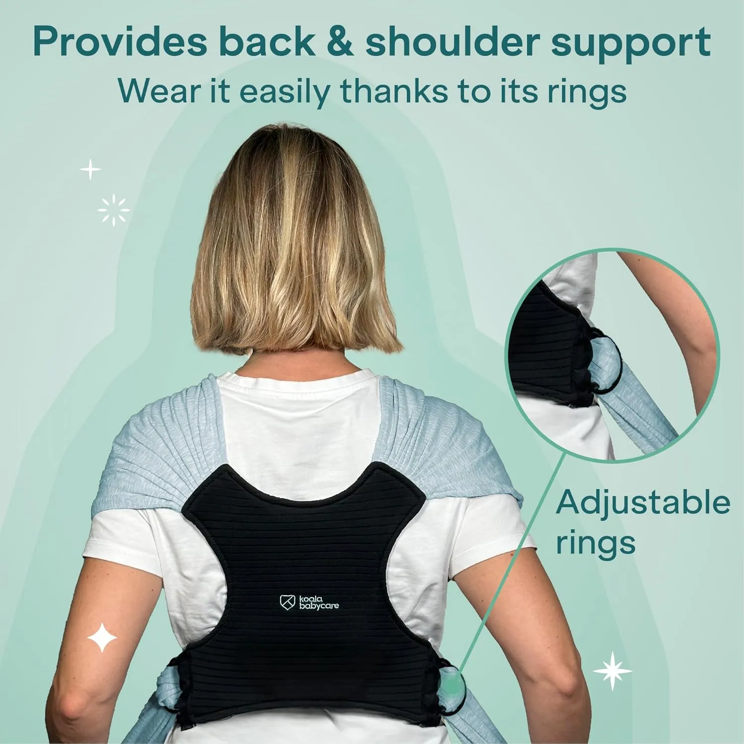 Koala Babycare Baby Carrier Wrap, Adjustable and Easyt-to-Wear As a T-Shirt - Baby Wearing Wrap One Size Fits All - Unisex Infant Wrap Carrier Up to 22lbs