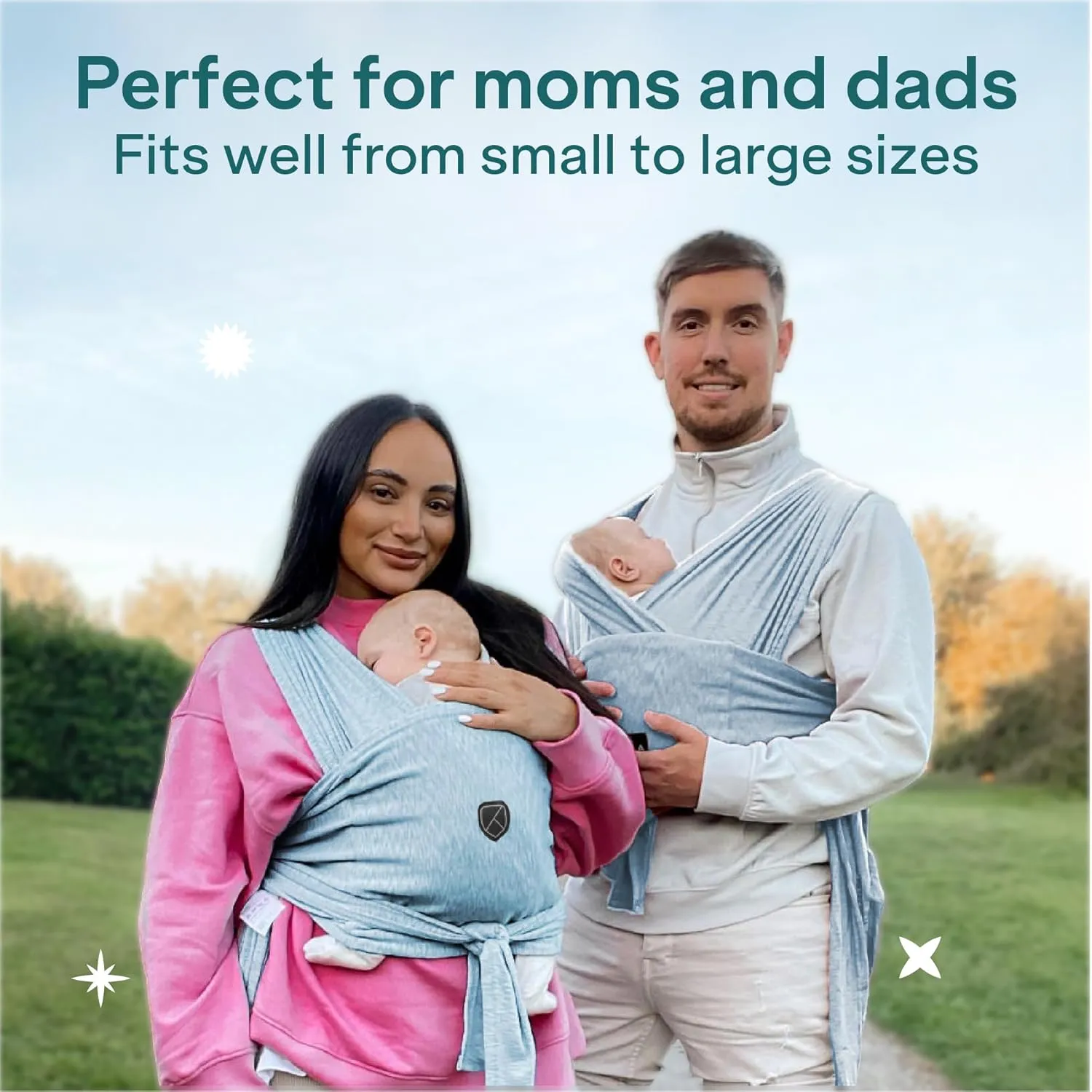 Koala Babycare Baby Carrier Wrap, Adjustable and Easyt-to-Wear As a T-Shirt - Baby Wearing Wrap One Size Fits All - Unisex Infant Wrap Carrier Up to 22lbs