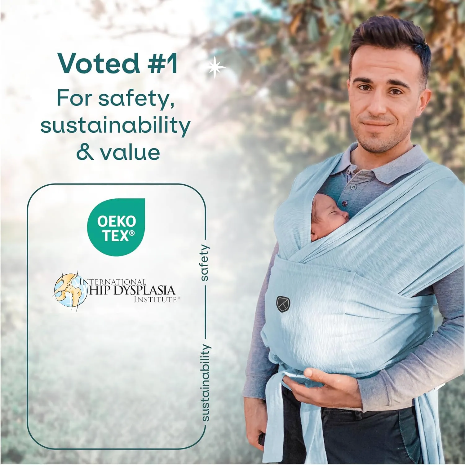 Koala Babycare Baby Carrier Wrap, Adjustable and Easyt-to-Wear As a T-Shirt - Baby Wearing Wrap One Size Fits All - Unisex Infant Wrap Carrier Up to 22lbs