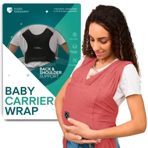 Koala Babycare Baby Carrier Wrap, Adjustable and Easyt-to-Wear As a T-Shirt - Baby Wearing Wrap One Size Fits All - Unisex Infant Wrap Carrier Up to 22lbs