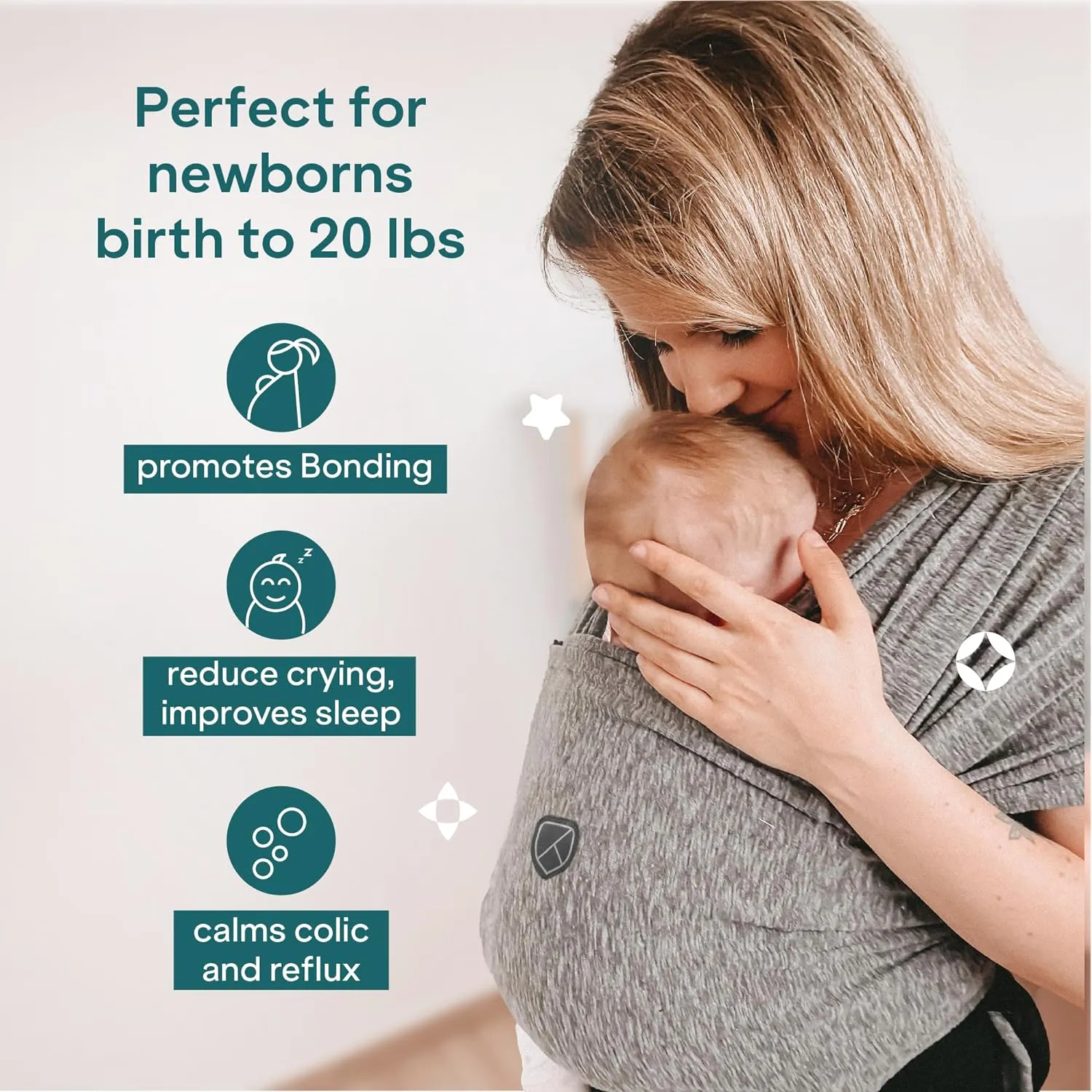 Koala Babycare Baby Carrier Wrap, Easy to Wear As a T-Shirt - Original Baby Carrier Newborn to Toddler - Sling One Size Fits All - Baby Wraps Carrier Up to 22lbs