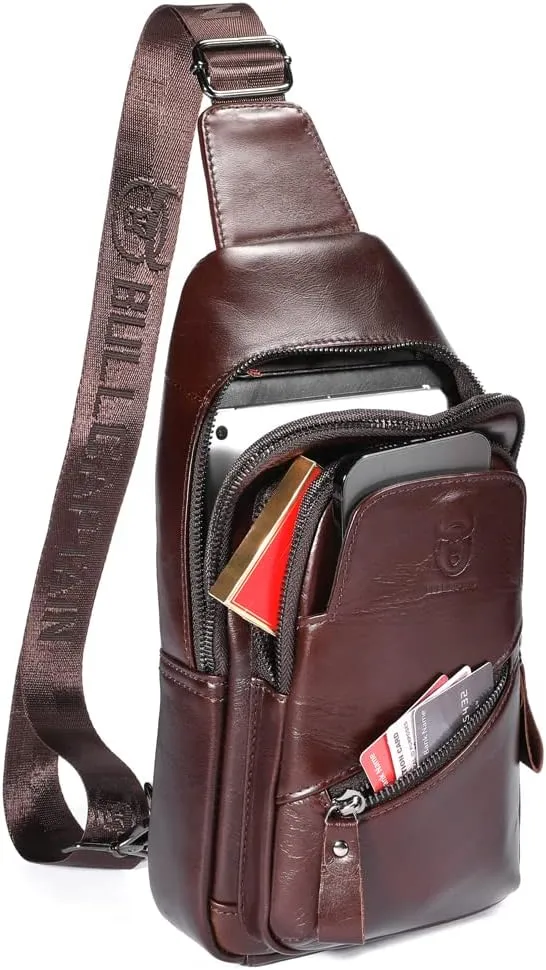 KPYWZER Vintage Leather Sling Bag Backpack for Men Crossbody Shoulder Chest Day Pack Backpacks