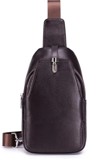KPYWZER Vintage Leather Sling Bag Backpack for Men Crossbody Shoulder Chest DayPack Backpacks