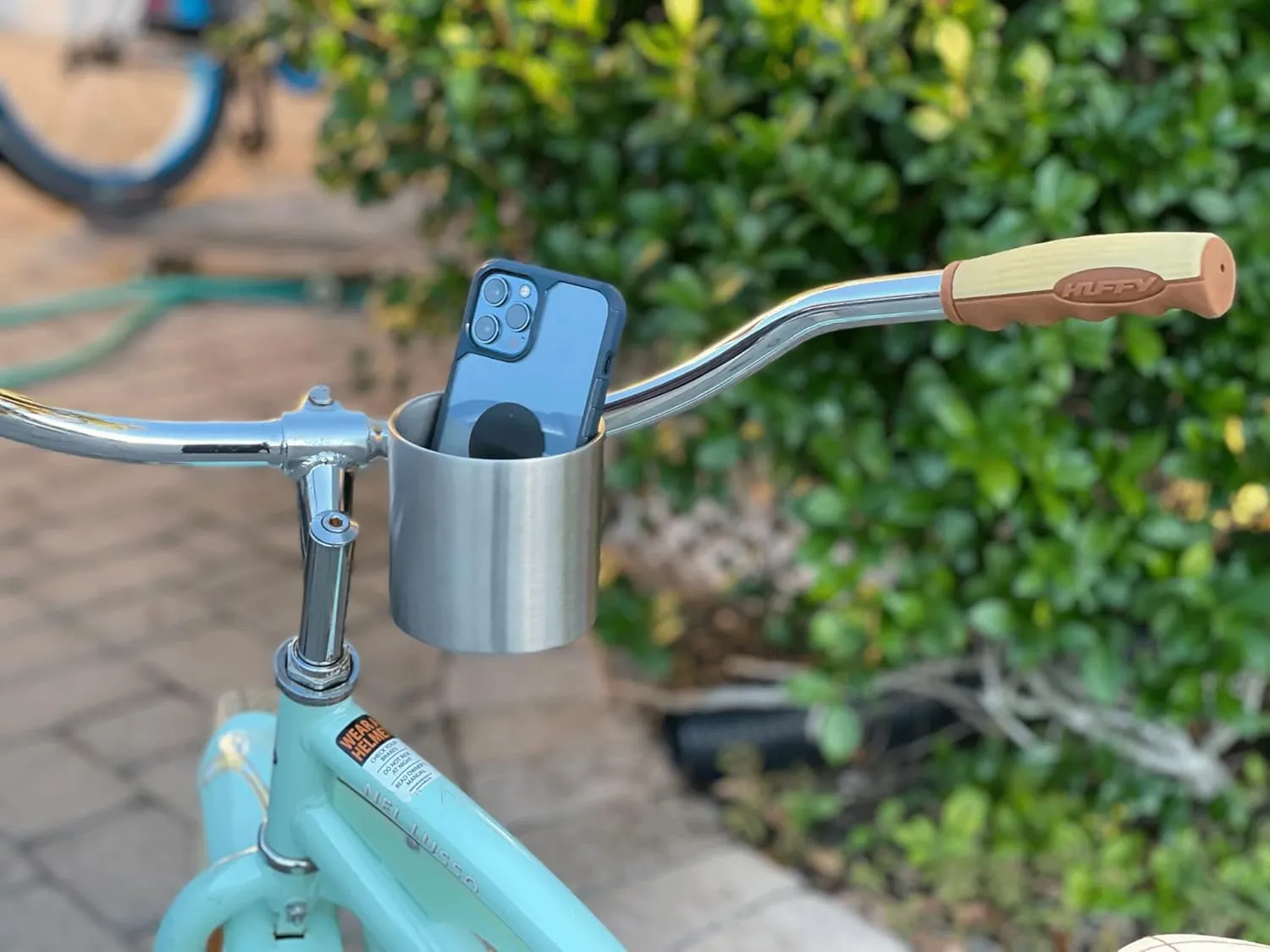 Kroozie Stealth Bike Bottle Holder – Sturdy, Stainless Steel Bike Cup Holder for Handlebars – For Horizontal & Angled Bars, Cups up to 48 Oz. – Scooter, Cruiser, & Ebike Accessories, Classic Stainless